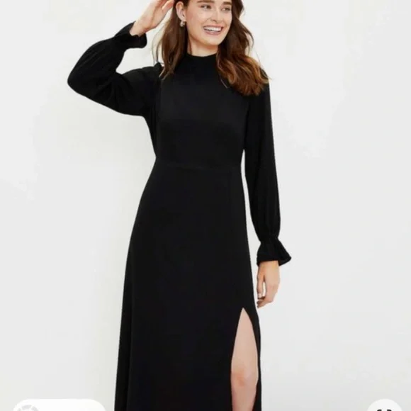 chinese dress ladies Black Cowl Neck And Back Midi Dress With Slit main image 1